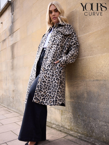Yours Curve Longline Leopard Print Shacket (AU1874) | €102