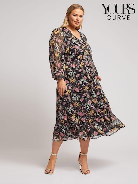 Yours Curve Black London Floral Shirt Dress (AU1877) | €45