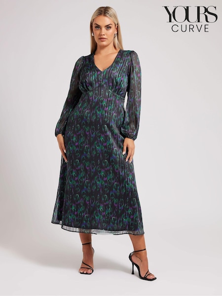 Yours Curve London Blur Animal Satin Metallic Dress (AU1882) | 98 €