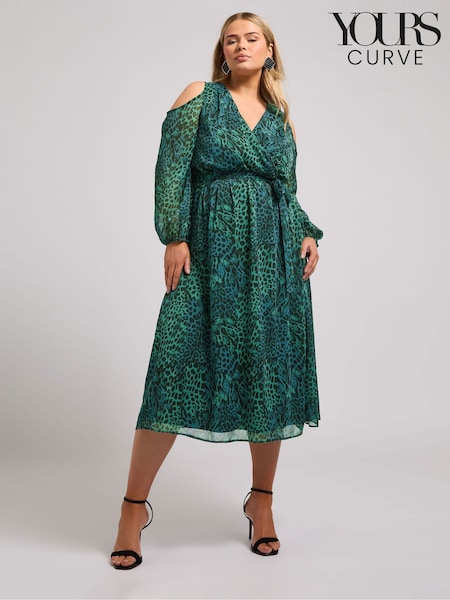 Yours Curve London Animal Print Cold Shoulder Dress (AU1888) | €39