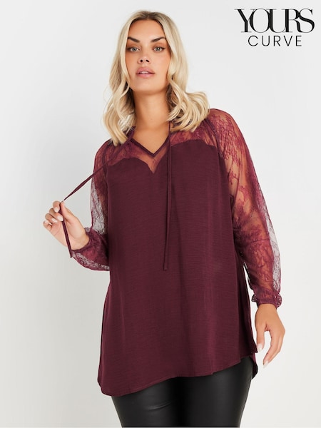 Yours Curve Red Sweetheart Lace Tie Blouse (AU1900) | €38