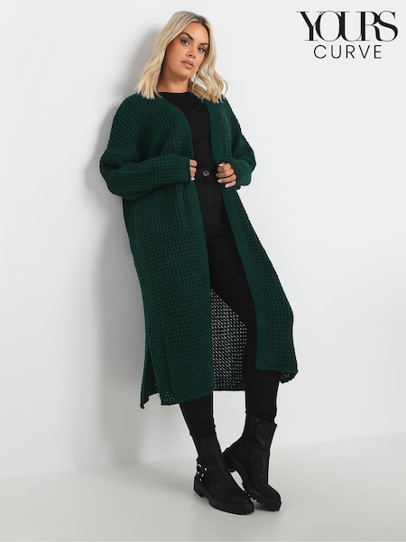 zelena - Yours Curve Waffle Knit Maxi Cardigan (AU1902) | € 50