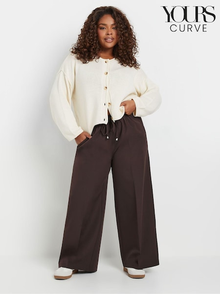 Ruskea - Yours Curve Pull On Seam Edessä Kudottu Leveä lahje Housut (AU1909) | €46