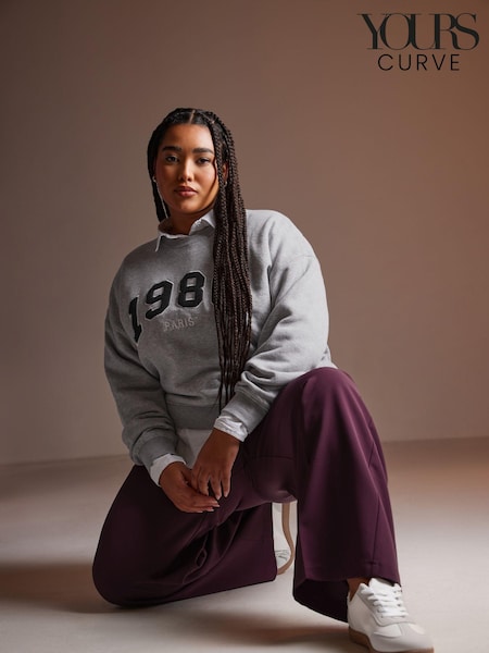 Yours Curve Red Pull On Seam Front Woven Wide Leg Trousers (AU1922) | €36