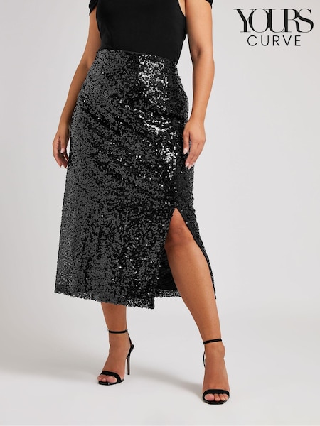 Schwarz - Yours Curve London Pailletten-Maxi-Rock (AU1923) | 43 €