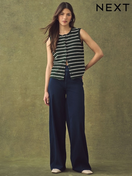 水洗藍色 - Wide Leg Denim Jersey Leggings (AU1971) | NT$1,080