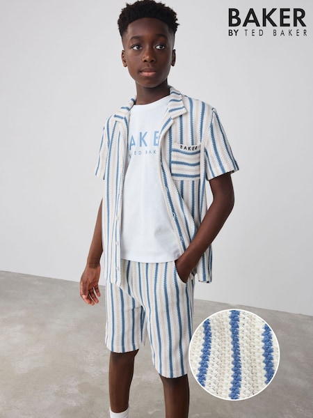 Baker by Ted Baker Textured Stripe Shirt T-Shirt and Shorts Set (AU1983) | AED269 - AED299