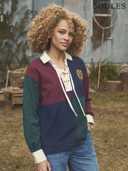 Joules Claremont Multi Harlequin Lace Up Rugby Shirt (AU2088) | 391 QAR
