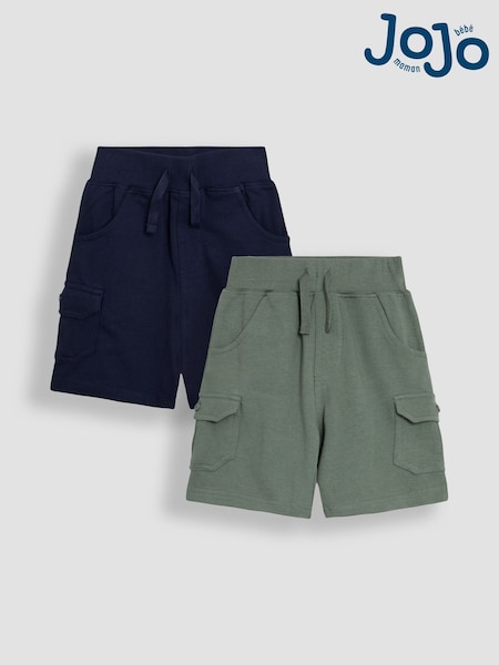 צבע חאקי - Jojo Maman Bébé 2-pack Jersey Cargo Shorts (AU2098) | ‏96‏₪ - ‏111‏ ₪