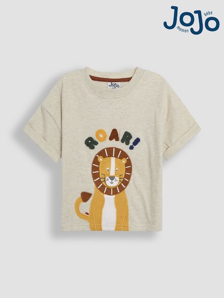 JoJo Maman Bébé Natural Lion Interactive Appliqué T-Shirt (AU2202) | kr228 - kr257