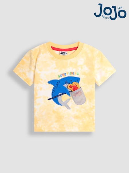 JoJo Maman Bébé Yellow Shark Interactive Appliqué T-Shirt (AU2204) | €26 - €30