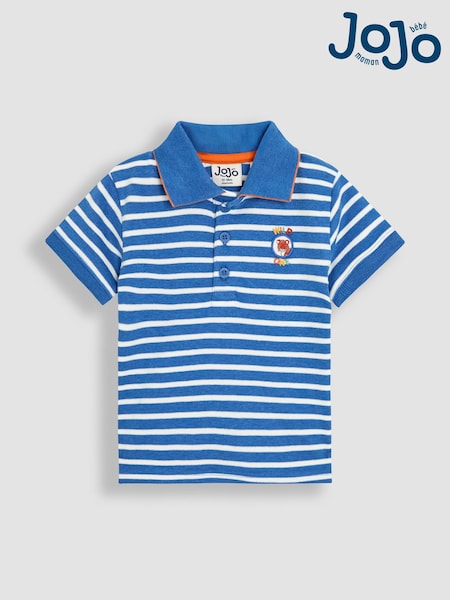 JoJo Maman Bébé Denim Tiger Badge 100% Cotton Polo Shirt (AU2217) | €23 - €28