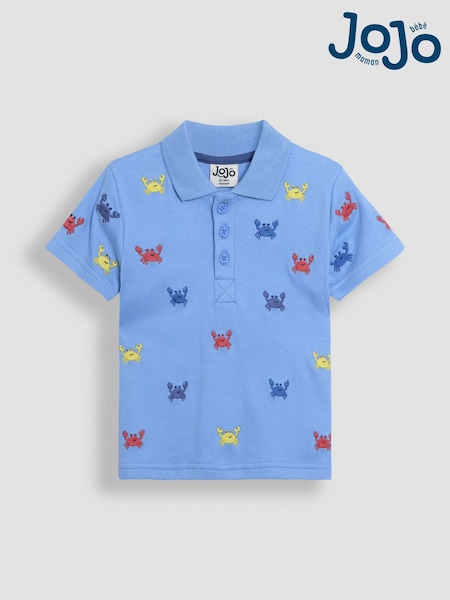 JoJo Maman Bébé Blue Crab Embroidered Polo Shirt (AU2232) | €22.50 - €26