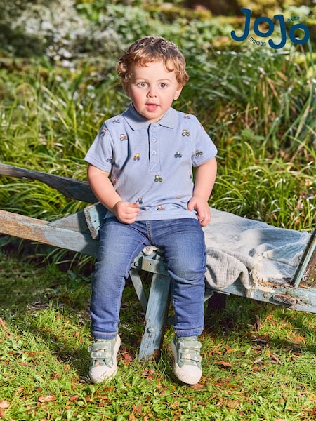כחול טרקטור - Jojo Maman Bébé Embroidered 100% Cotton Polo Shirt (AU2241) | ‏85‏₪ - ‏96‏ ₪
