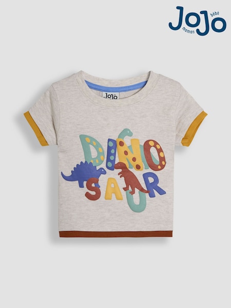 JoJo Maman Bébé Natural Dinosaur Printed T-Shirt (AU2257) | €17 - €21