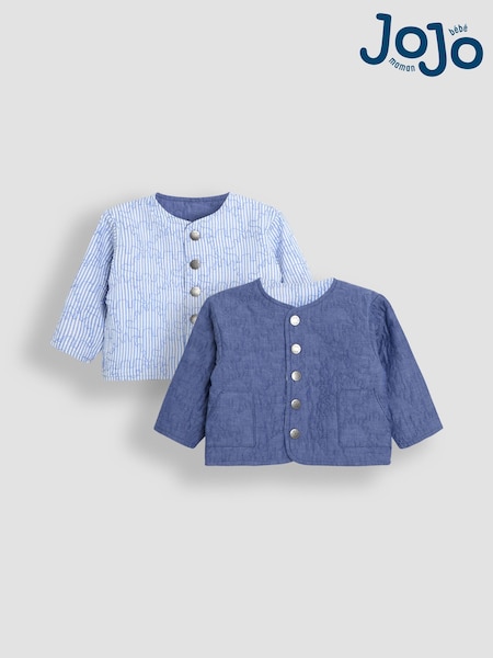 JoJo Maman Bébé Denim Dino Quilted Reversible Jacket (AU2274) | €47 - €50