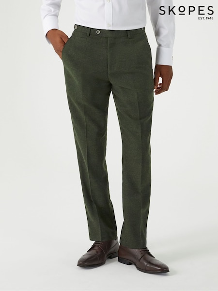 Skopes Green Jude Herringbone Tailored Fit Suit Trousers (AU2292) | 391 QAR