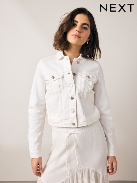 Белый - Fitted Denim Trucker 100% Cotton Jacket (AU2301) | €41