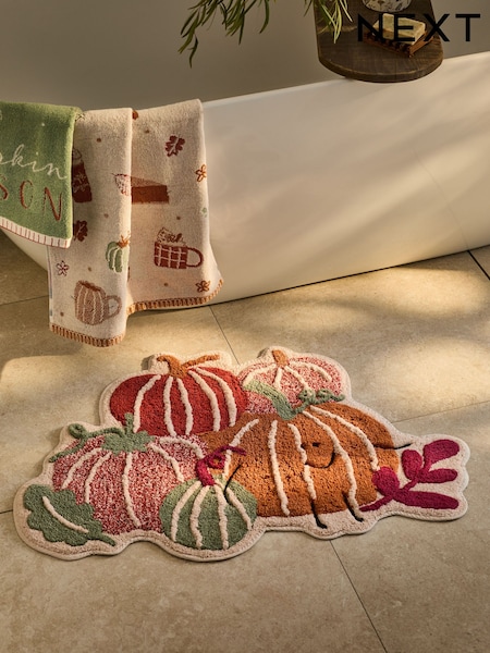 Orange Autumn Pumpkin 100% Cotton Bath Mat (AU2318) | €24