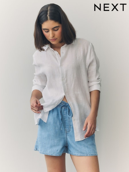 Mid Blue Pull-On Elasticated Denim Shorts (AU2320) | €43.50