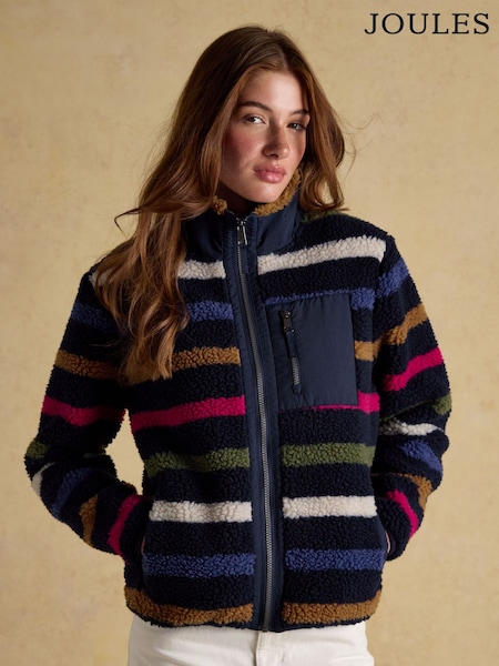 Lottie Navy Multi Stripe Borg Fleece (AU2359) | R$ 780