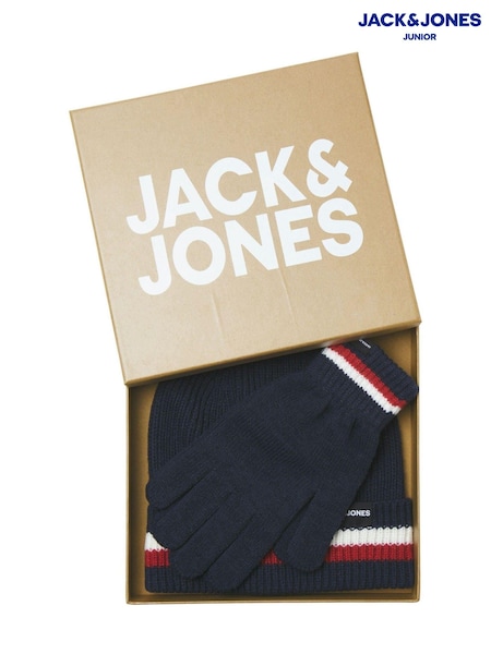 JACK & JONES JUNIOR Blue Hat And Gloves Boys Gift Set (AU2446) | €26