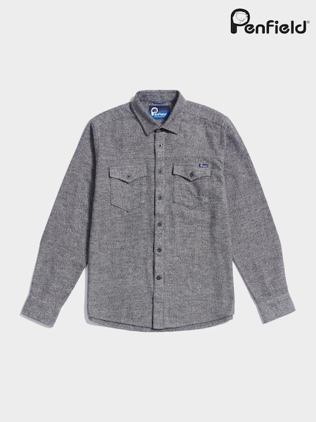 Penfield Grey Mens 100% Cotton Brushed Textured Overshirt (AU2460) | ₪603