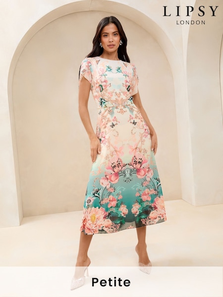 Lipsy Ombre Floral Tulip Sleeve Fit And Flare Midi Dress (AU2510) | HK$781