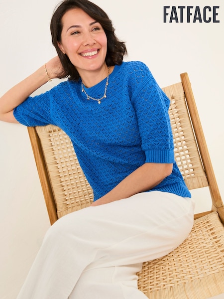 FatFace Maysie Mid Blue Knitted T-Shirt (AU2565) | €66