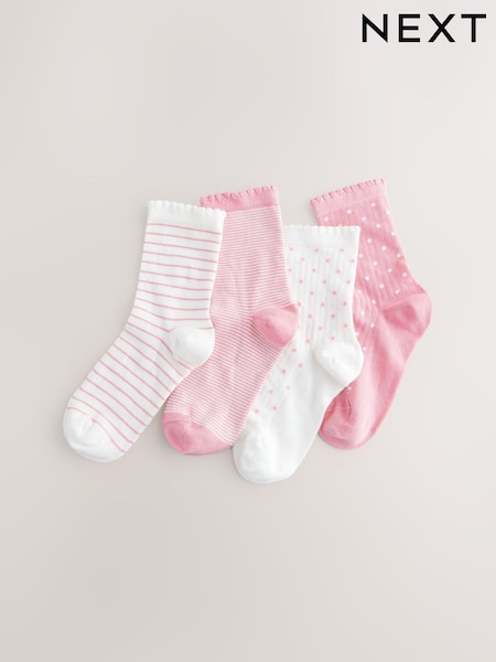 Pink und Weiß - 4 Pack Cotton Rich Ankle Socks (AU2572) | 9 € - 11 €