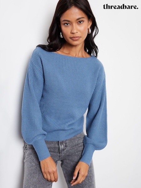 Threadbare Blue Slash Neck Chunky Knit Jumper (AU2656) | 1,322 UAH