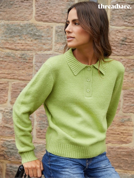 Threadbare Green Polo Collar Knitted Jumper (AU2664) | $24