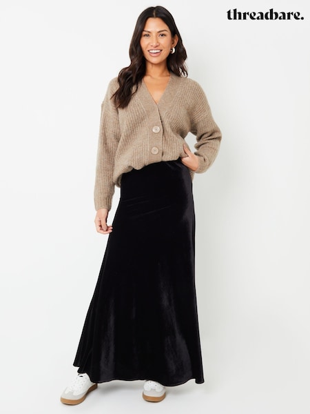 Threadbare Black Maxi Velvet Slip Skirt (AU2676) | 1,923 UAH