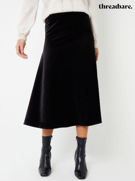 Threadbare Velvet Flared Pull On Midi Skirt (AU2678) | ‏171‏₪