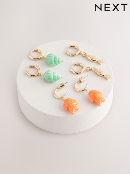 Green/Orange Fish Charm Hoop Earrings Pack (AU2681) | €15