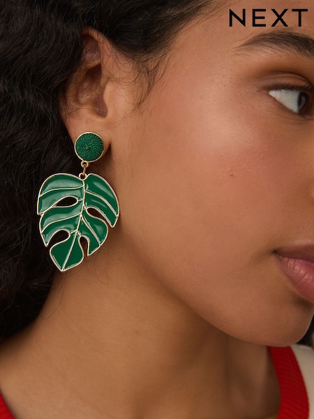 Green Palm Leaf Statement Earrings (AU2683) | €11