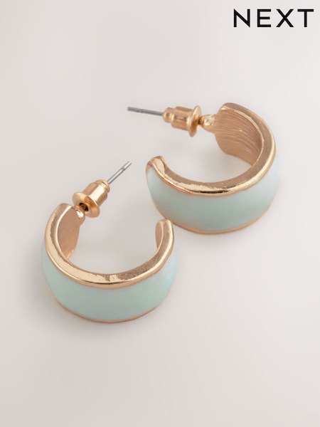 Turquoise Blue Enamel Hoop Earrings (AU2684) | AED34