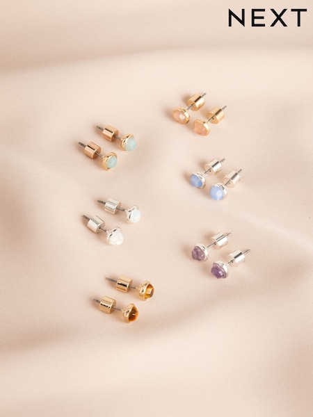 Dorado/chapado en plata - Semi Precious Circle Stud Earrings (AU2692) | 14 €