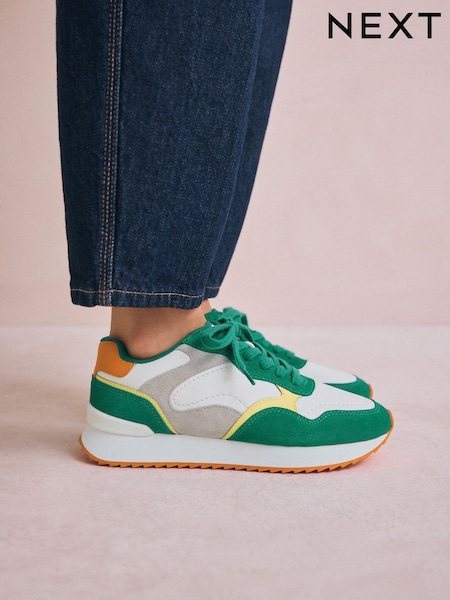 Green Forever Comfort® Leather Panel Detail Chunky Lace-Up Joggers (AU2786) | €61