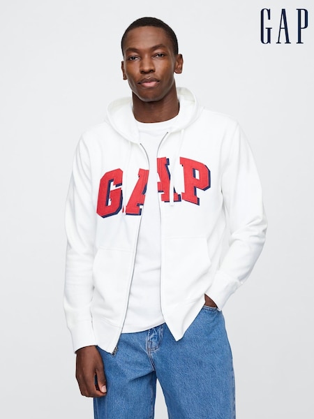 Gap White Zip Up Arch Logo Hoodie (AU2796) | €61