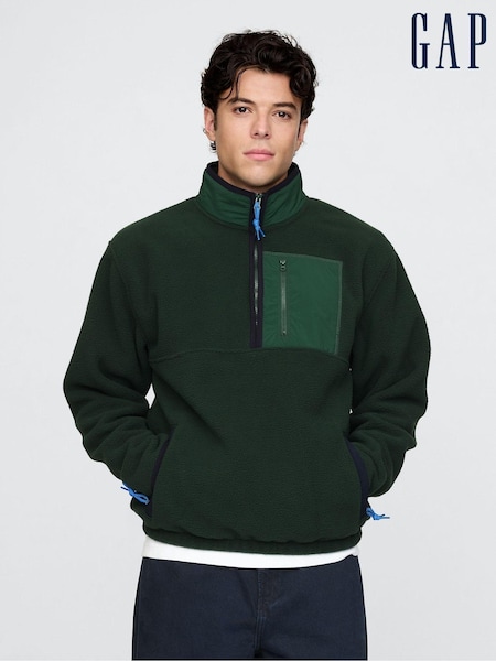 Gap Green Sherpa Quarter-Zip Pullover Fleece (AU2815) | €86