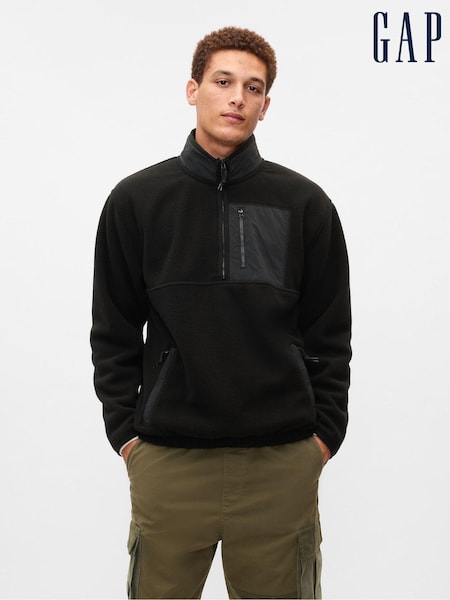 Gap Black Sherpa Quarter-Zip Pullover Fleece (AU2822) | €92