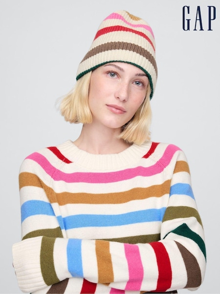 Gap Cream Stripe CashSoft Beanie (AU2825) | €10.50