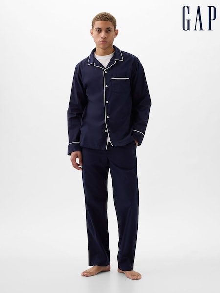 Gap Navy Blue Cotton Poplin Long Pyjamas (AU2835) | €66