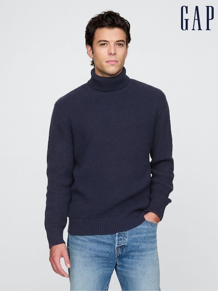 Gap Navy Blue CashSoft Fair Isle Turtle Neck Jumper (AU2837) | €34