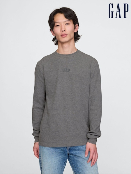 Gap Grey Long Sleeve Logo Waffle Knit T-Shirt (AU2839) | €24