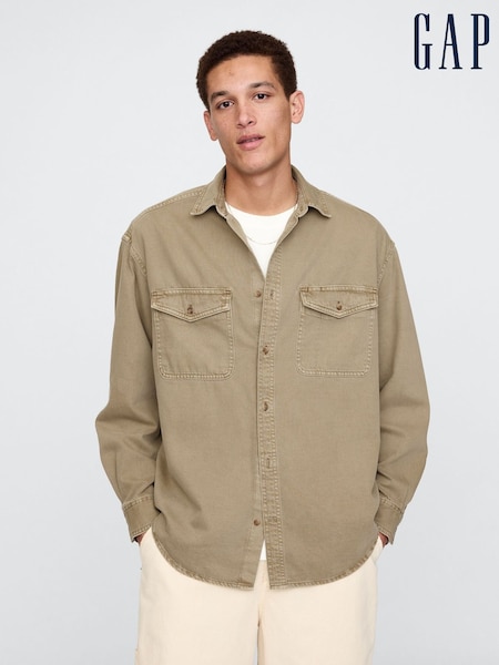Gap Brown UltraSoft Long Sleeve Oversized Denim Shirt (AU2884) | €66