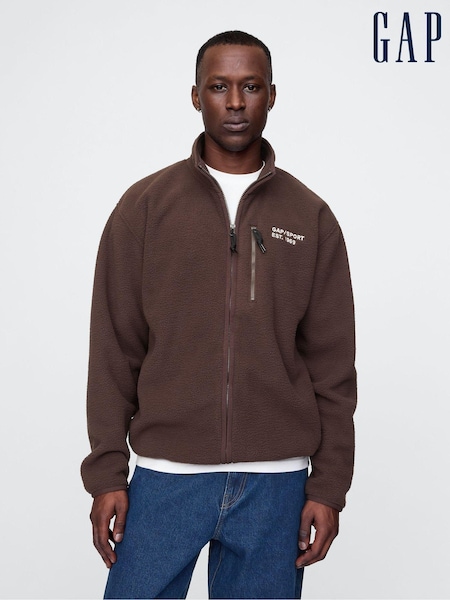 Bruin - Gap Arctic fleece jack met logo en rits (AU2893) | € 92