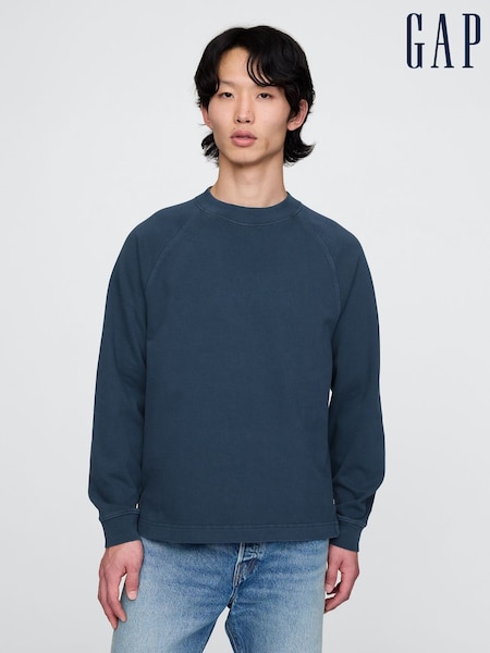 Gap Blue Heavyweight Long Sleeve Mock Neck T-Shirt (AU2895) | €64