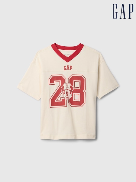 Бежевый с принтом Minnie Mouse - Gap Disney Varsity Logo T-Shirt (4-13yrs) (AU2919) | €33